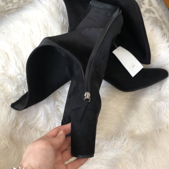 NINE WEST Black Super soft Faux Suede Heeled Boots - Picture 8 of 10